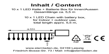 Preview: 10 LED mit Batteriebox für Betrieb (Außen) von bis zu 10 Leipziger 13cm Sternen